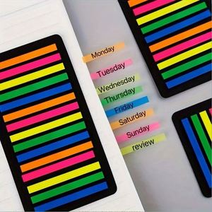 Paquete de 6 Tiras Fluorescentes Multicolores Autoadhesivas, Marcadores de Página con Fondo Negro, para Oficina, Escuela y Libros - Product Image 4