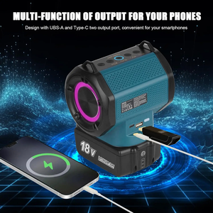 <span class=keywords><strong>Altavoz</strong></span> Bluetooth Inalámbrico Portátil Compatible con Batería <span class=keywords><strong>Makita</strong></span> de 18 V con Carga USB-A/C para Obras, Campamentos y Fiestas - Product Image 2