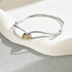 <span class=keywords><strong>Bracelet</strong></span> en acier inoxydable satiné, bijoux de mode, <span class=keywords><strong>bracelet</strong></span> en <span class=keywords><strong>fil</strong></span> de corde avec 3 anneaux, cordon réglable pour femmes et hommes - Product Image 5