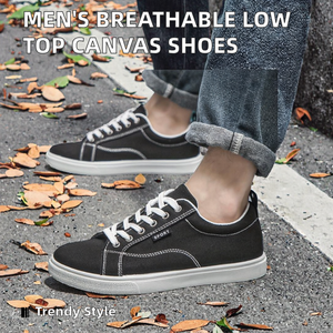 Scarpe da uomo in tela tinta unita, casual, basse, con lacci, traspiranti e comode, per tutte le stagioni, con suola in PVC - Product Image 2
