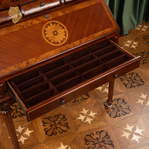 <span class=keywords><strong>Scrivania</strong></span> Secretaire Antica in Legno Massello Stile Americano Royal, Tavolo Marrone con Cassetti, Set Toeletta per Trucco, Design <span class=keywords><strong>Scrivania</strong></span> Secretaire - Product Image 4