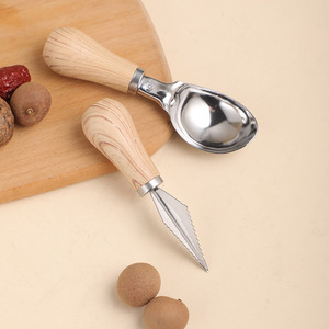 Stainless Steel Ice Cream Scoop 2 Piece Set With Wooden Handle Multifunction Kitchen Tool For Dessert And Fruit Serving - Product Image 3