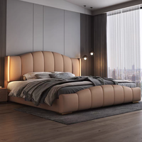 Ensemble de Mobilier de Chambre Moderne Rembourré en Cuir, Cadre de Lit Double 180*200, Lit King Size ou Queen Élégant avec Rangement pour la Maison