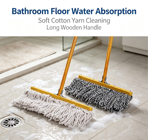 High Quality Durable Reusable Bulk Wooden Handle Large Cotton Flat <b>Mop</b> Sliding Wringing Wet <b>Dry</b> Cleaning <b>Mop</b> for Home Hotel - Product Image 4