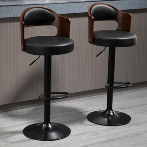 Chaises de bar pivotantes de style moderne en velours avec pieds en métal peint en noir pour la maison, le café ou le restaurant, pour les bars à domicile - Product Image 2