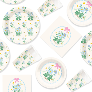 DAMAI - Vajilla de Papel con Diseño Floral para Fiestas, Baby Shower, Despedida de Soltera, Fiesta de Té, Platos, Vasos y Servilletas - Product Image 2