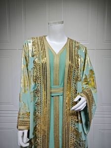Thanh Lịch Hồi Giáo Dubai Abaya Hồi Giáo Quần Áo Ma-rốc Phụ Nữ Abayas 2 Mảnh Thiết Lập Thêu Cardigan Kaftan Ăn Mặc Cho Femme Áo Choàng - Product Image 6