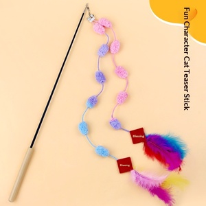Baguette de <span class=keywords><strong>chat</strong></span> style chinois avec motif porte-bonheur, plume en polyester, design télescopique, jouet interactif pour tous les âges - Product Image 1