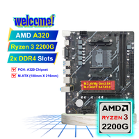 PANDL Set Kombinasi Desktop Gaming A320 AM4 2X DDR4 RAM M2 SATA3.0 SSD PCIe3.0X16 dengan AMD Ryzen 3 2200G Motherboard A320M