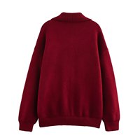 Cardigan rouge pour femme à manches longues, col rabattu, simple boutonnage, poche avant, tricoté, décontracté et tendance pour le printemps