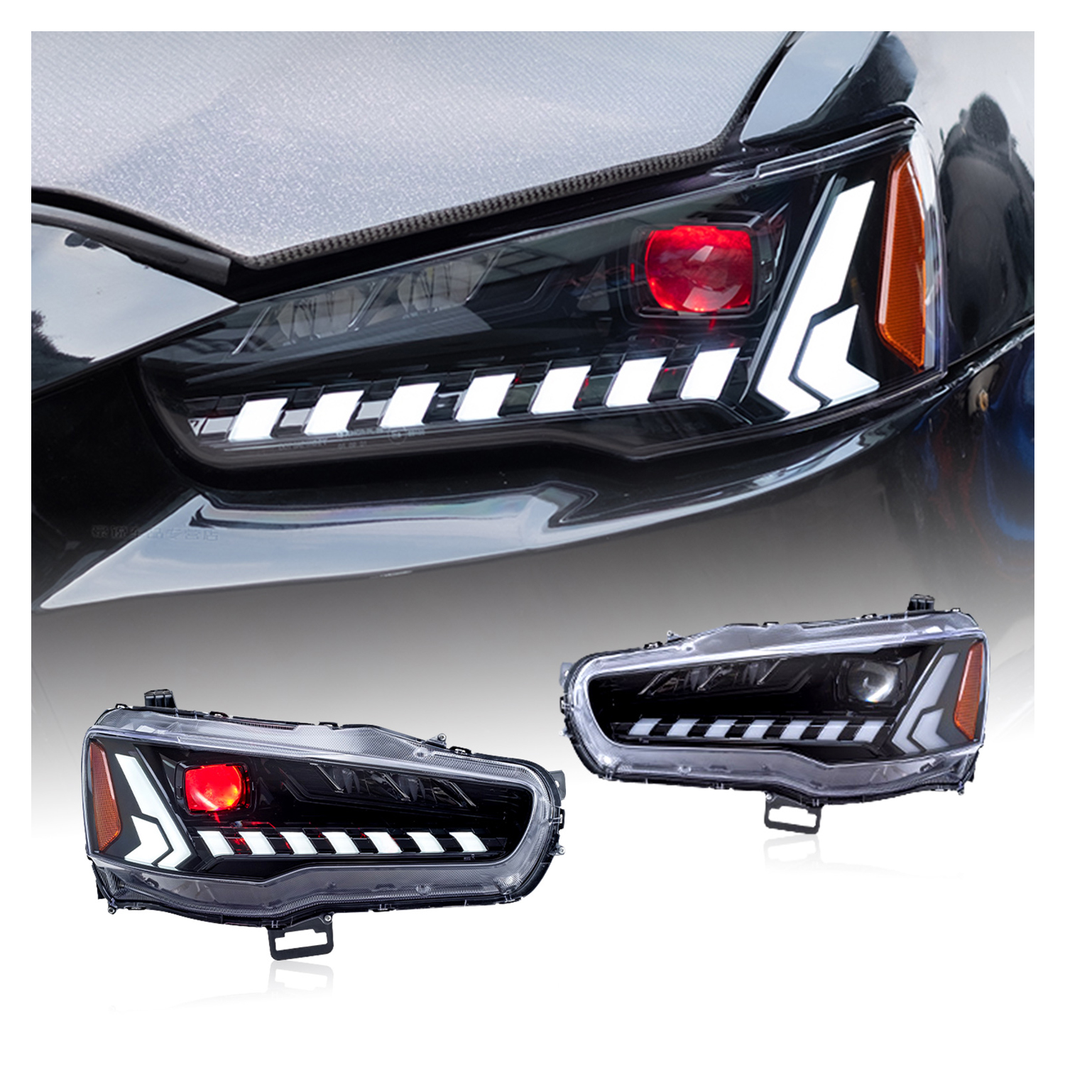 HCmotion工厂E-mark启动动画顺序头灯Lancer ex evo 2008-2017 LED大