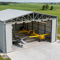 Hangar d'avion préfabriqué moderne en acier pour petit avion, hélicoptère Cessna, stockage, grande portée, kit de construction métallique galvanisé