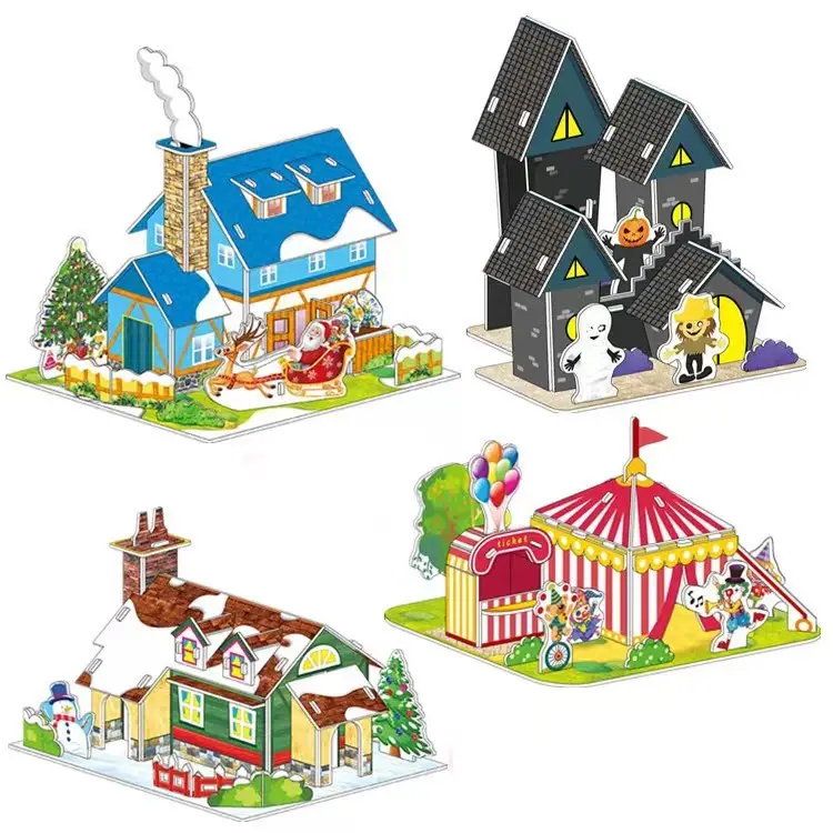 3D three-dimensional jigsaw puzzle card students DIY handmade puzzle figure children's early education puzzle