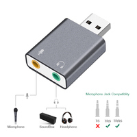 Justlink USB Externe Soundkarte 7.1-Kanal Virtueller Surround-Audio-Adapter mit 3,5mm Kopfhörer- und Mikrofonanschluss USB-Soundkarte