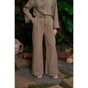 Women's Palazzo Linen Trousers Casual Wide-Leg Baggy Pants with <b>Elastic</b> <b>Waist</b> XL Size Canvas Closure Type - Product Image 5