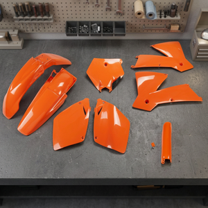 Kit di plastica pieno di 127 arancione per KTM SX 250 2003-2003 tra cui ABS in lega di alluminio in lega di alluminio titanio supporto laterale spedito aria - Product Image 2