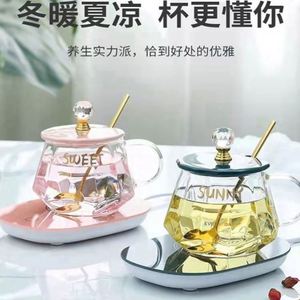 <b>USB</b> Smart Modern Luxury Double Wall Eco-Friendly Electric <b>Heating</b> Ceramic Glass Water Coffee Mug Warmer Cup Heater for Camping - Product Image 2