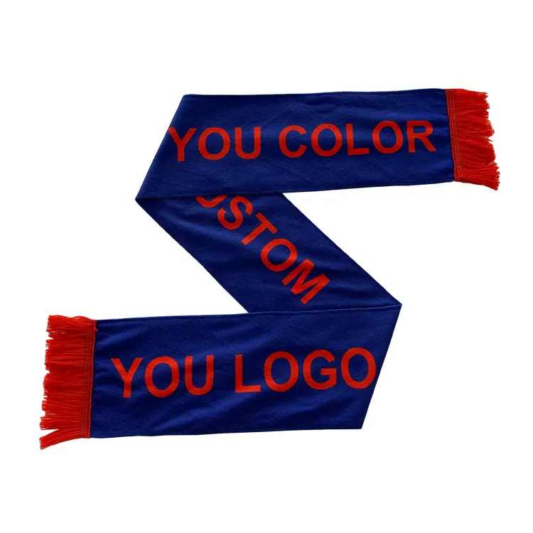 2021 OEM Hot Selling Good Price Custom design Custom size satin knitted polyester material football scarf