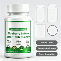 Permen Blueberry Lutein Label Pribadi Logo Kustom Produsen OEM ODM Suplemen Perawatan Penglihatan 500 MOQ 60 Tablet
