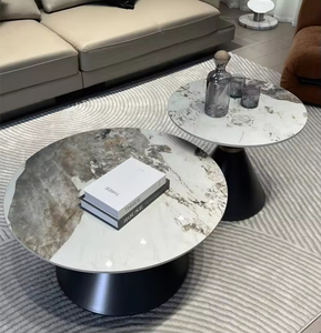Mesa de Centro de Estilo Rock Plate para Sala de Estar, Mesa Redonda Simple para el Hogar, Combinación de Mesas de Centro Modernas de Lujo Ligero - Product Image 1