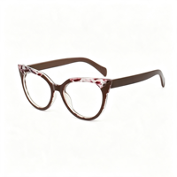 Lunettes anti-lumière bleue œil de chat à motif floral rétro SM22044 - Monture légère en PC avec verres en résine transparente pour hommes et femmes (6 couleurs)