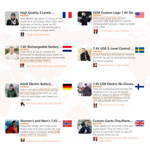 Guantes finos de calefacción eléctrica con batería recargable de 7,4 V, guantes calefactables ultrafinos flexibles con pantalla táctil - Product Image 6