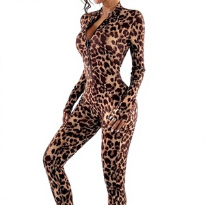 Combinaison de yoga pour femme, manches longues ou sans manches, taille haute, coupe ajustée, longueur intégrale, extensible, en Spandex et Polyester, haute élasticité - Product Image 1
