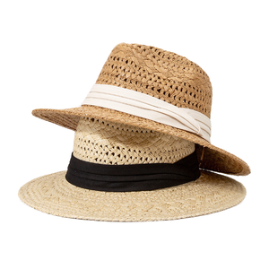 <b>Straw</b> Bucket <b>Hat</b> with Ribbon for Unisex Wide Brim Summer Beach Sun <b>Hat</b> Image Style Outdoor Travel Fishing Casual - Product Image 1