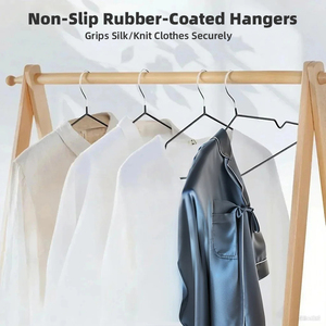 Bán Buôn Heavy-Duty PVC Tráng Dây Áo Móc Không Gian Tiết Kiệm Chrome Sắt Chống Trượt Kim Loại Móc Cho Tủ Quần Áo Và Ban Công Làm Sạch - Product Image 2