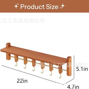 Memory Wooden Wall Rack With <b>Hooks</b> And <b>Shelf</b> For Clothes Hats Bags Glasses Keys Front Door Storage Organizer - Product Image 4