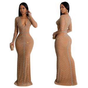 Abito Aderente Sexy da Festa con Scollo a V e Paillettes per Donna, <span class=keywords><strong>Moda</strong></span> Trendy - Product Image 1