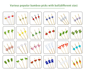 Dùng Một Lần Tự Nhiên Màu Xanh Lá Cây Tre Bead Pick Trái Cây Hoa Tre Thanh Thắt Nút Xiên Cocktail Chọn Cho Thanh Công Cụ Cho Trái Cây Phục Vụ - Product Image 3