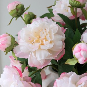 Fleur de pivoine artificielle Ruilisi, blanc laiteux, rose clair, fleur en soie, branche unique, décoration d'intérieur, accessoires de mariage - Product Image 4