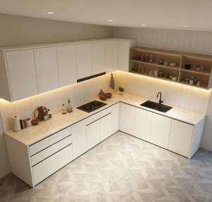 Gabinetes de Cocina Esquineros Personalizados para Espacios Pequeños, Material de PVC, con Mesa Plegable y Cajones, Precio Bajo - Product Image 5