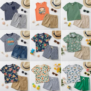 Conjuntos de Ropa de Algodón para Niños Unisex a Precio de Mayoreo, Camisetas de Manga Corta a Rayas con Dibujos Animados y Pantalones, 2 Piezas, Ropa de Verano para Bebés - Product Image 5