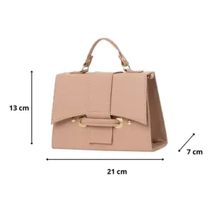 Sac bandoulière vintage bohème pour femme Fana avec motif géométrique, en cuir véritable, pochette à maquillage couleur nude, fermeture à fermoir, toutes saisons - Product Image 1
