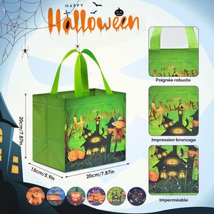 Bolsas de Regalo para Niños con Diseño de Trick-or-Treat para Fiestas de Halloween, Reutilizables, de Tela No Tejida, con Asa, Personalizables con Impresión Serigrafiada - Product Image 3