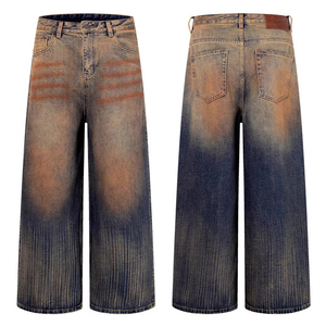 Nuevos pantalones <span class=keywords><strong>vaqueros</strong></span> de mezclilla de pierna ancha estilo americano vintage para <span class=keywords><strong>hombre</strong></span>, de alta calidad, desgastados y lavados, con efecto cola de gato, holgados. - Product Image 6
