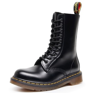Botas de tobillo estilo británico para hombre y mujer, de cuero genuino, punta redonda, zapatos de motociclista modernos de estilo europeo-americano. - Product Image 4
