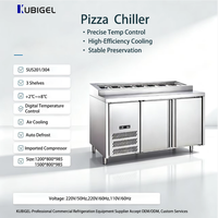 Pendingin Udara Desktop untuk Persiapan Pizza, Sandwich, dan Salad dengan 2 Pintu Terpasang