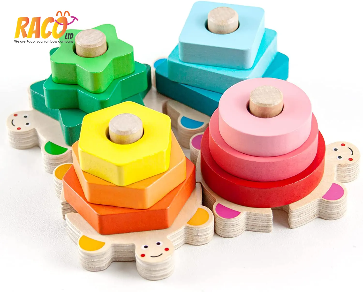 Anneaux empilables en bois de 1 à 3 ans, tour Montessori, jouets en forme de blocs de reconnaissance des couleurs, empileur arc-en-ciel assorti, apprentissage