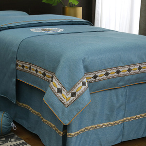 Cubierta de cama de salón de belleza de algodón y lino blanco de cuatro piezas moderna de estilo europeo para masaje y lavado de cabello - Product Image 3