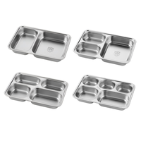 Plateau de service rapide Liyunda moderne rectangulaire personnalisé en acier inoxydable 304/201 à 2/3/4 compartiments pour portions divisées