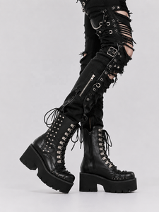 Bottines à talon compensé en cuir verni noir personnalisées avec logo CHENO pour femmes - Product Image 2