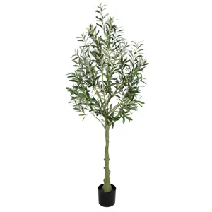 Usine 180CM Détachable 6FT Artificielle Olive Faux Olive 1150 Feuilles et 44 Fruits avec Pot pour Décoration Intérieure Cadeau