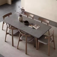 Table à manger moderne et minimaliste en marbre avec pieds en noyer massif pour salle à manger, meubles de maison