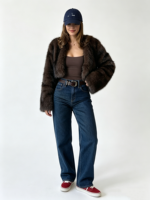 Zeyu 2026 Nouvelle Veste Courte Ultra-Épaisse en Fausse Fourrure Marron Chocolat pour Femme, Modèle Ouvert, Chaude et Moelleuse, Idéale pour Soirées et Hiver, ODM/OEM