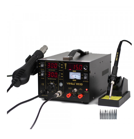 Yihua853d 2a 3in1 Hot Air Soldering Rework Station With Dc Power Supply