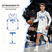 Uniformes de Baloncesto Personalizados para Jóvenes - Malla Transpirable de 180GSM, Sublimación Resistente al Lavado (Más de 50 Lavados) para Ligas Universitarias de Verano en EE. UU.
