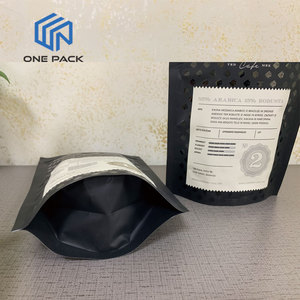 Sac d'emballage pour café en poudre, café en grains, Doypack réutilisable avec valve de dégazage et fermeture éclair, noir UV spot, 1 kg, 500 g, MOQ, LOQ - Product Image 2